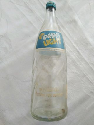 Vintage Pepsi Light Bottle 32 Ounces 12 Inches Tall Collectible Hand Dug Cola &