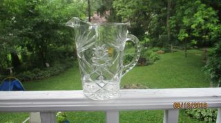 Vintage Anchor Hocking Eapc Early American Prescut Star Of David Glass Pitcher