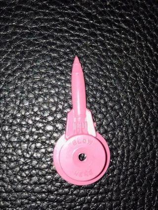 Vintage Cracker Jack Whistle With Rocket Ship - Pink Plastic