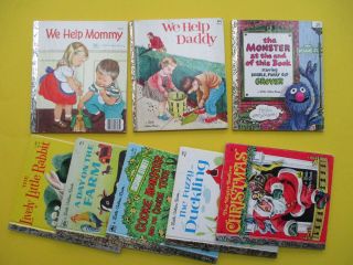 8 Vintage Little Golden Books Mommy,  Daddy,  Farm,  Rabbit,  Duckling,  Christmas