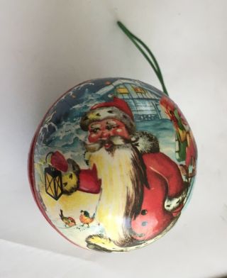 Vintage Santa Claus Paper Mache Christmas Ornament Ball Candy Container Germany