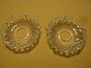 2 Pressed Glass Bobeche - Vintage - Diamond Pattern - 3 1/4 " - 5 Pin