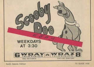 Vintage Scooby Doo Tv Guide Ad Clipping 6 Wday & Wdaz 8