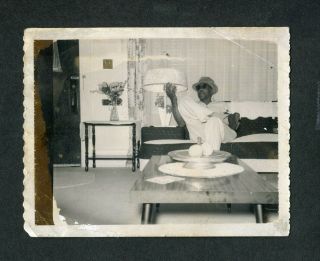 Vintage Polaroid Photo African American Man In Smoking Home Interior 989091