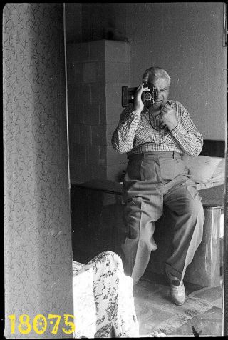 Man W Photo Camera,  Self Portrait,  Mirror Reflection,  1950’s Vintage Negative