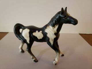 Vintage Black And White Horse Ceramic Statue Figurine 5 " Japan