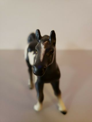Vintage Black And White Horse Ceramic Statue Figurine 5 