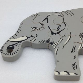 Vintage Wood Simplex GRAY ELEPHANT Shaped Puzzle Holland No 143 2