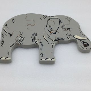 Vintage Wood Simplex GRAY ELEPHANT Shaped Puzzle Holland No 143 5