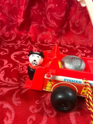 Vintage 1968 Fisher Price Little People Wood 720 Fire Engine Truck Toy Bell 2