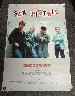 SEX PISTOLS punk rock vintage from NYC VENUS RECORDS 1989 Discography poster 2