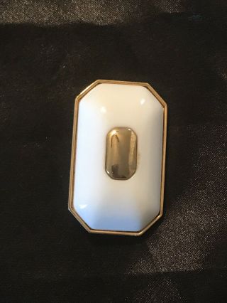 Vintage Crown Trifari White Lucite & Gold Tone Brooch Pin Signed