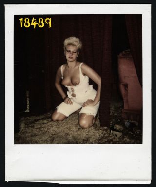 Half Nude Girl W Closed Eyes,  Vintage Polaroid Photograph,  1970’s
