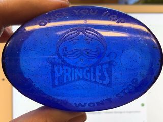 Vtg Pringles Potato Chip Holder Container Case Blue Fine Sparkle Lunchbox Eco