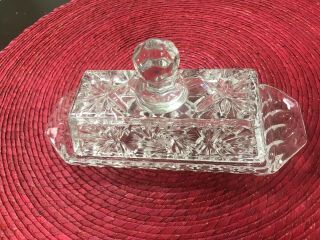 Vintage Lead Crystal Glass Butter Dish