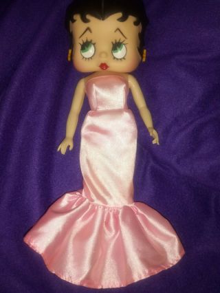 Vtg 1986 Marty Toy 11 " Betty Boop Posable Vinyl Doll Pink Dress Pre - Owned