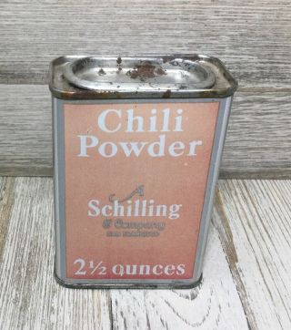 Vintage Schilling Chili Powder Spice Tin McCormick Advertising Collectible 2