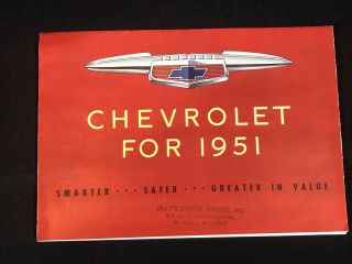 Vtg 1951 Chevrolet Chevy Car Dealer Advertising Sales Brochure Fold Out Poster