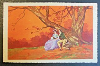 T.  Corbella - Lady/man - Proposal? - Vintage Deco Postcard - Could Be Valentine 