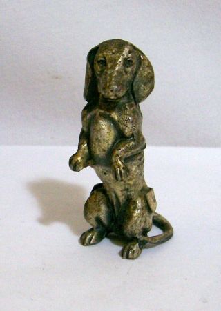 Vintage Miniature Brass Dachshund Dog Figurine