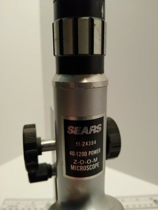 Vintage Sears Zoom Microscope Model 49 - 24384 Illuminated 40 to 1200 Power Japan 5