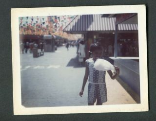 Vintage Polaroid Photo Cute African American Girl Eating Cotton Candy 988049