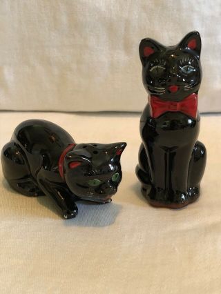 Vintage Red Ware Cat Salt And Pepper Shakers Japan