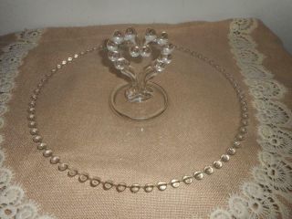 Vintage Large Imperial Glass Candlewick 12 " Serving Tray W/heart Handle