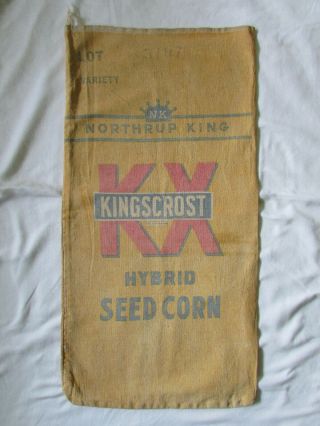 Vintage Northrup King Kingscrost Hybrid Seed Corn Cloth Sack Bag