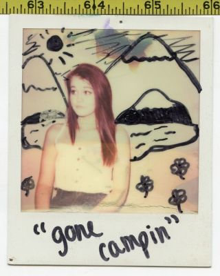 Vintage Color Polaroid Photo / Altered Art - Innocent Girl In Magic Marker Land