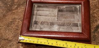 Vintage Wooden Jewelry Box Wood - Etched glass with old car 2