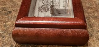 Vintage Wooden Jewelry Box Wood - Etched glass with old car 5