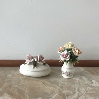 Vtg Italian Capodimonte Hand Made Mini Flower / Dish