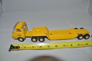 Vintage Tonka Yellow Semi Truck With Lowboy Flatbed Trailer Pressed Steel