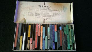 Vintage Nupastel Color Sticks Box Of 24 Eberhard Faber Non Crumbling