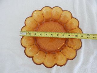 Vintage Indiana Amber Glass Hobnail Deviled Egg Plate Tray With 15 Egg Holders 3