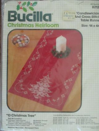 Vintage Bucilla Christmas Heirloom Red Cross - Stitch Table Runner Kit 14 " X 44 "