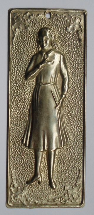 Vintage Greek Orthodox Silver - Plated Ex - Voto Tama Votive Woman With Candle