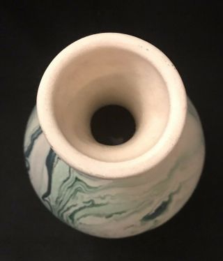 Vintage Nemadji Pottery USA Green Swirled Vase Planter Native Art 3