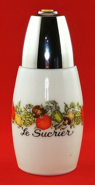 Vtg Corning Ware Milk Glass Spice Of Life Le Sucrier Sugar Dispenser Exc Cond