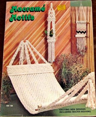 Macramé Motifs,  Hangers,  Shoes,  Hammock Macra - Weaving,  Vtg 70s Craft Book 23 Pg