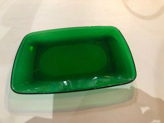 Vintage Anchor Hocking Charm Forest Green Rectangular Glass Plate
