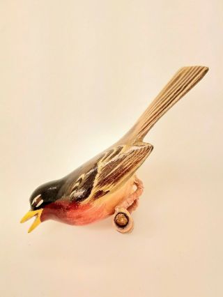 Vintage Handcrafted Wood Artisan Bird Brooch Signed By Artist Estate