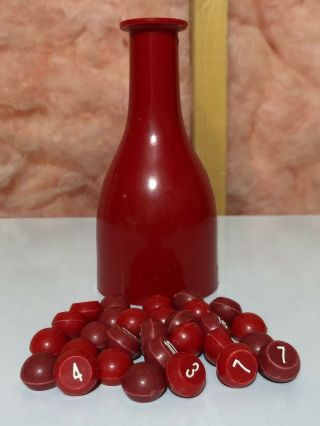 Vintage Billiard/pool Plastic Talley Shaker Bottle With Peas/balls