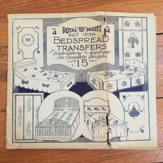 Vintage Royal Society Hot Iron Embroidery Appliqué Transfers Book 4 Bed Spreads