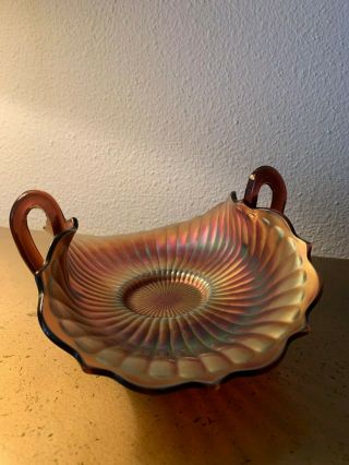 Vintage Iridescent Carnival Glass Candy Dish