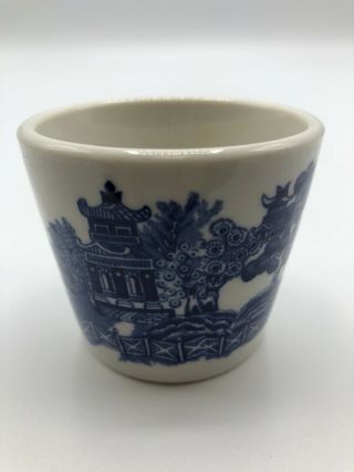 Vintage Shenango Usa Blue Willow Handleless Tea Cup Restaurant Collectible