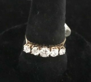 Vintage 14 Kt Gold Electroplate Art Deco Cubic Zirconia Sz 5 Anniversary Band