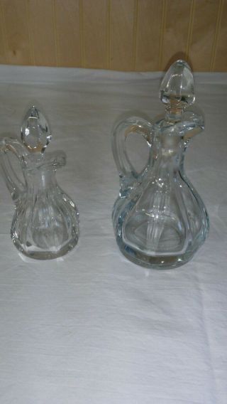 Vintage Pair Glass Cruet Oil / Vinegar Stopper