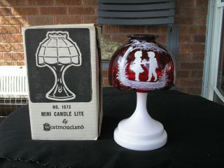 Vintage Westmoreland Red Mary Gregory Fairy Lamp Mini Candle Lite Nib